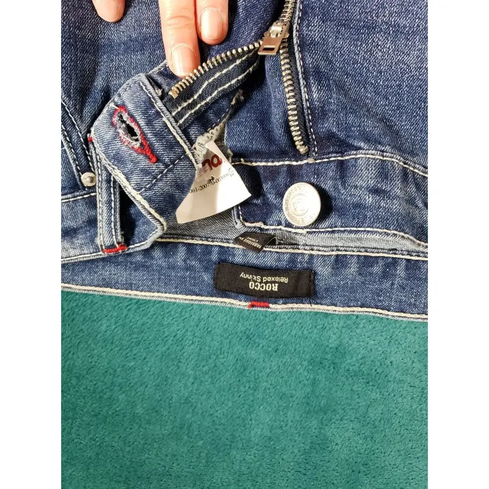 True Religion Jeans Size 36x32 Mens Blue Stretch Pants Rocco Relaxed Skinny NWT